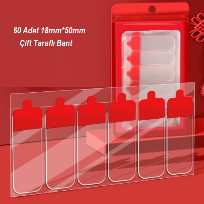 60 Parça Kolay Açılır Güçlü Çift Taraflı Bant 18mm*50mm (5343)