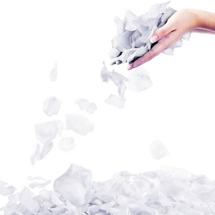 Beyaz Renk Gül Yaprağı Şekilli Konfeti 10 Paket 1000 Adet (5343)