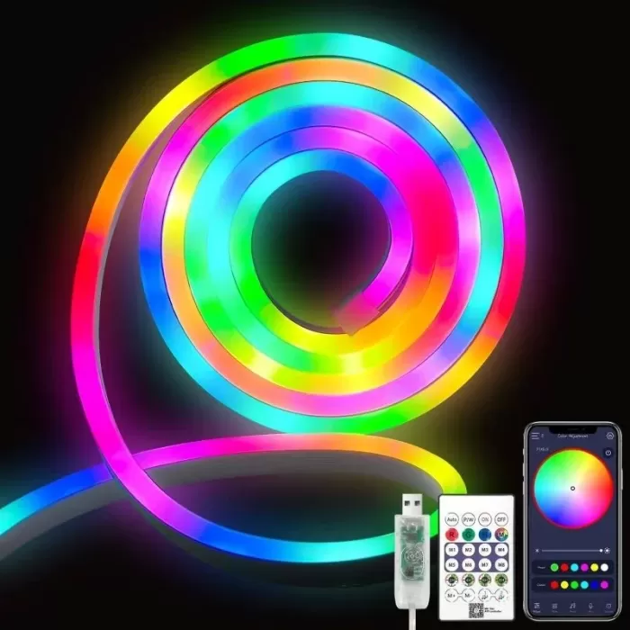Neon LED Esnek Aydınlatma - RGB MAGIC SMART - 5 Metre Paket IP67 - Uzaktan Kumanda + Uygulama (5343)