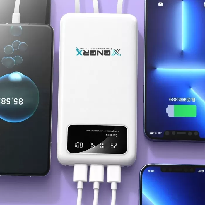 Enerx ENR-P20DC 20000 mAh 2.1 Amper Dahili Kablolu Powerbank Siyah (5343)