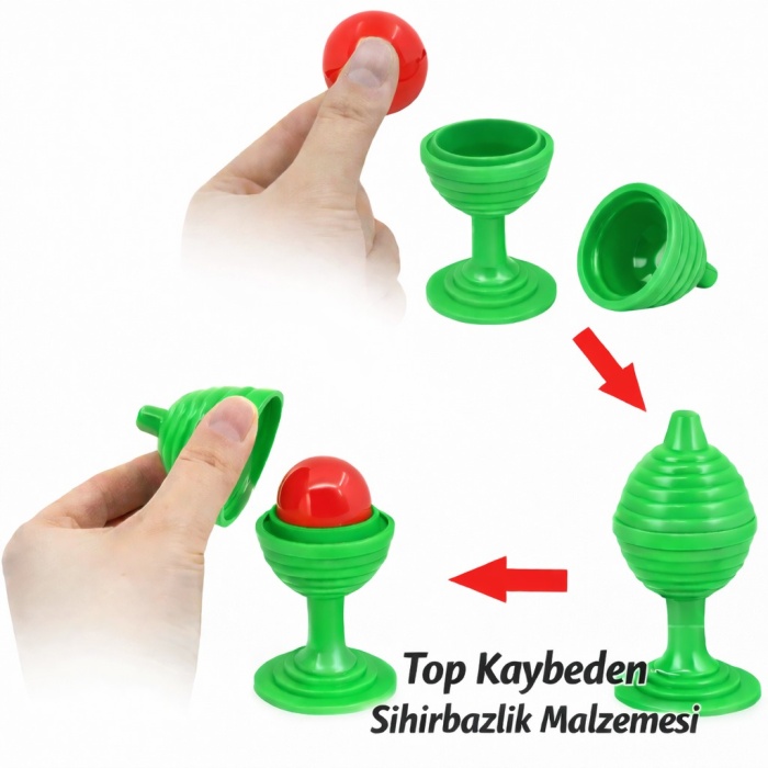 Yeşil Renk Sihirli Kupa Top Kaybetme Oyunu 7 cm (5343)
