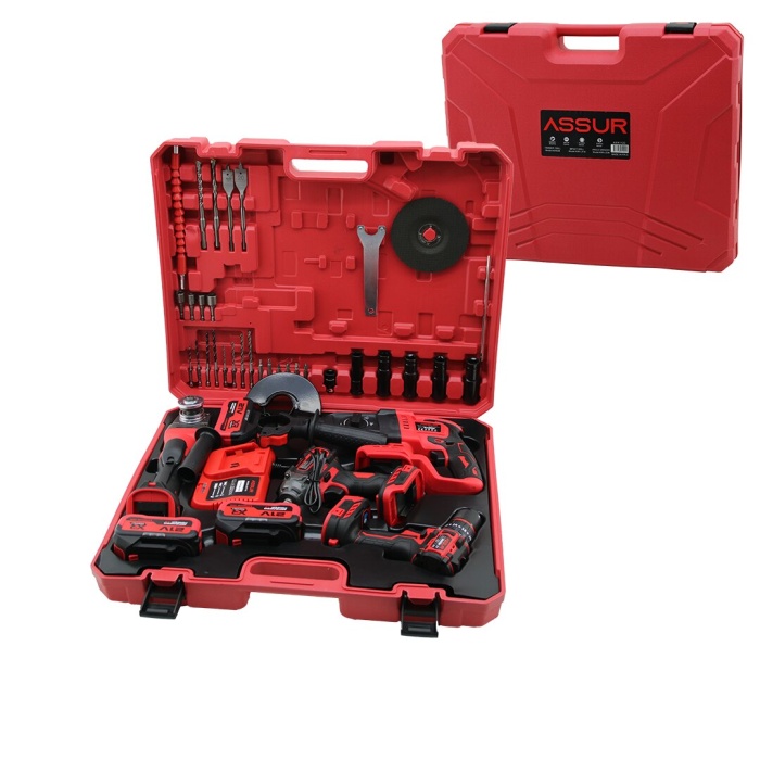 4PCS USTA ELEKTRİKLİ ALET SETİ ŞARJLI=21V MATKAP - VİDALAMA - SPRAL TAŞLAMA - SOMUN PLASTİK ÇANTALI ASR-1122 (5343)