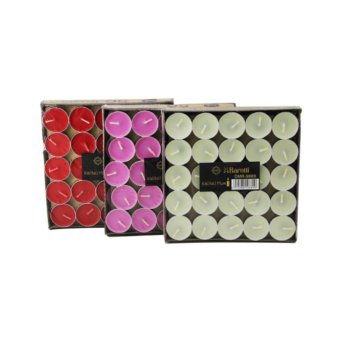 50PCS RENKLİ YUVARLAK TEA LİGHT MUM (5343)