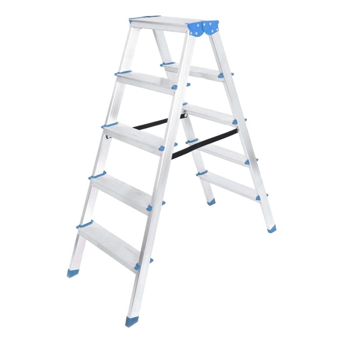 5+5 ÇİFT BASAMAKLI ALÜMİNYUM METAL MERDİVEN YÜKSEKLİK = 115CM BAŞ GENİŞLİK = 8CM (5343)
