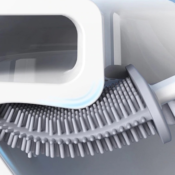 Duvara Monte Edilebilir Kapaklı Askılı Klozet Yumuşak Silikon Başlıklı Tuvalet Fırçası Seti (5343)