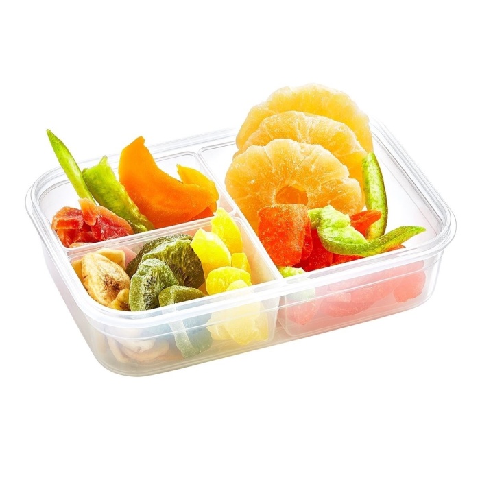 3 Bölmeli Kilitli Kapaklı 1 Litre Erzak Saklama Kabı LC-510 (5343)