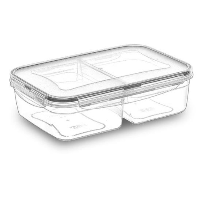2 Bölmeli 1+1 Litre Kilitli Kapaklı Erzak Saklama Kabı LC-525 (5343)