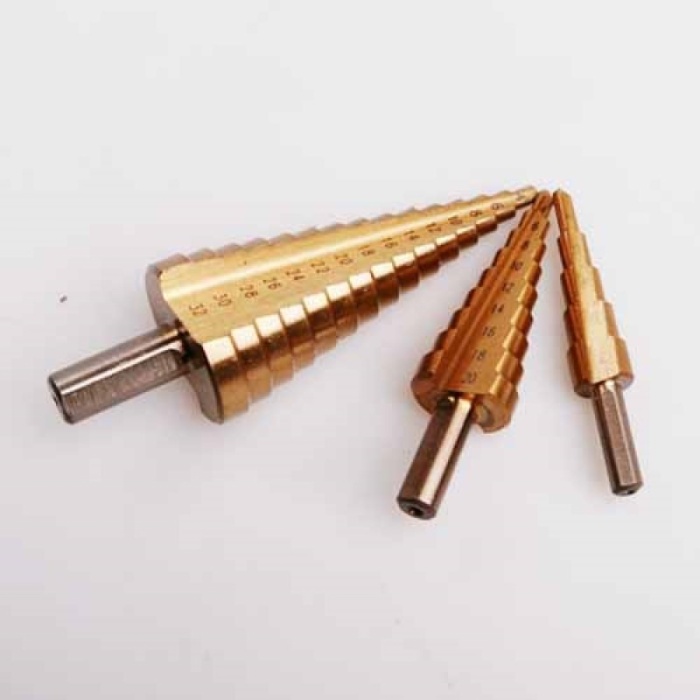 3 lü Set Matkap Ucu Kademeli Sac Delme Aparatı HSS Titanyum Kaplama (5343)