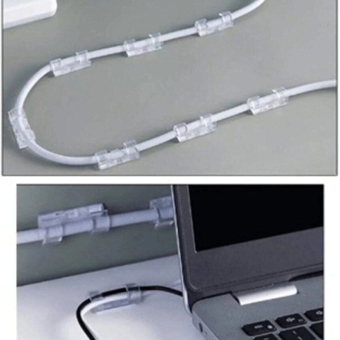 Kablo Sabitleyici Klipsler 20 Adet Kablo Düzenleyici Duvar Fayans Cam Kablo Tutucu Yapışkanlı Klips (5343)