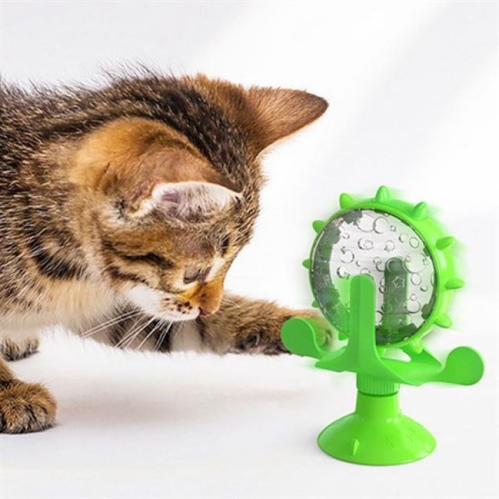 Vantuzlu Zilli İnteraktif Dönebilen Mama Kaplı Renkli Eğlenceli Eğitici Kedi Oyuncağı (5343)