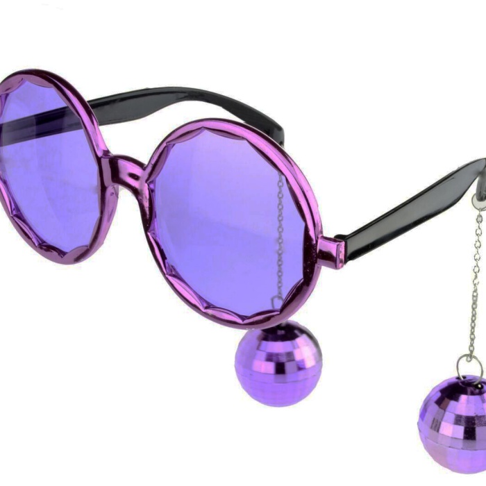 Disko Toplu Küpeli Parti Gözlüğü Mor Renk 15x16 cm (5343)