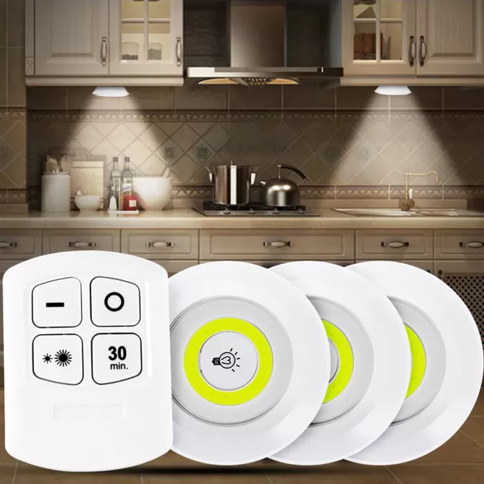 Uzaktan Kumandalı Yapışkanlı 3’lü Led Spot Lamba (5343)