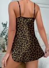 Leopar Desenli Saten Gecelik
