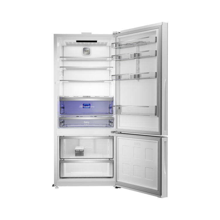 ARÇELİK 278551 EBC AI Fit Beyaz Cam Yapay Zeka Teknolojili Alttan Donduruculu Buzdolabı