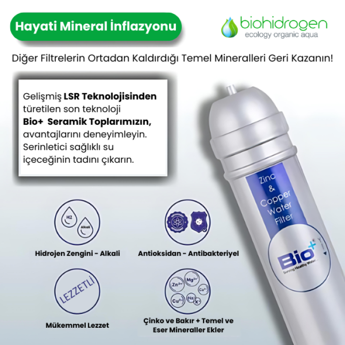 Biohidrogen Çinko & Bakır Mineralli Su Arıtma Cihazı