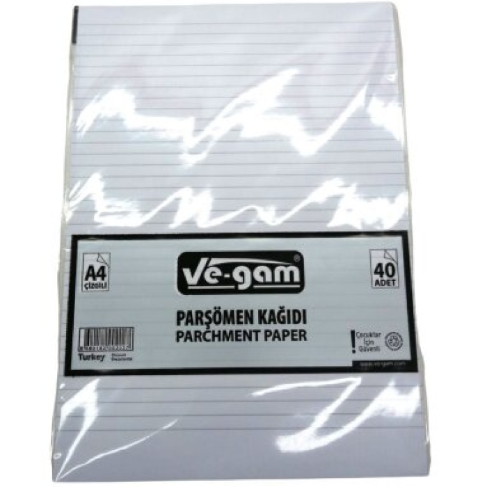 VE-GAM A4 ( 40PCS ) ( ÇİZGİLİ ) PARŞÖMEN KAĞIDI*100