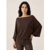 Kayık Yaka Yarasa Kol Bluz Kahverengi