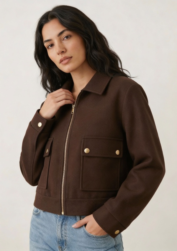 Süet Kısa Ceket Kahverengi Renk