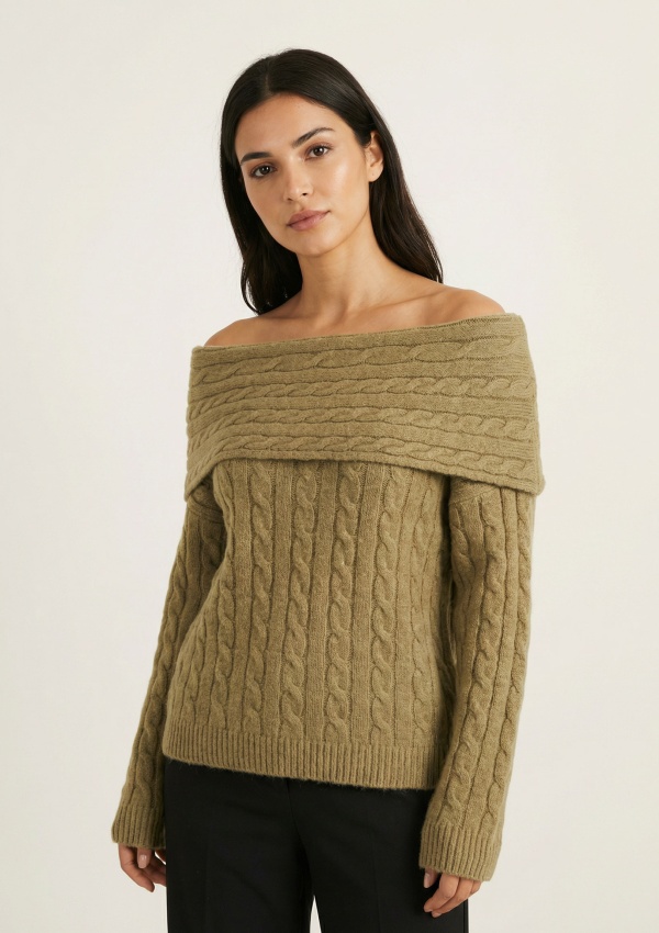 Madonna Yaka Saç Örgü Kazak