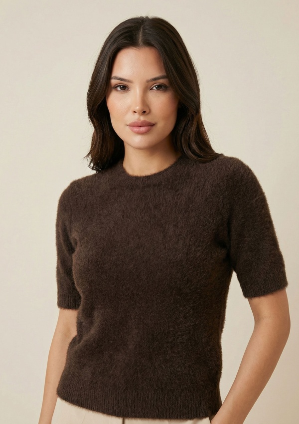 Kısa Kollu Yumoş Kadın Kazak