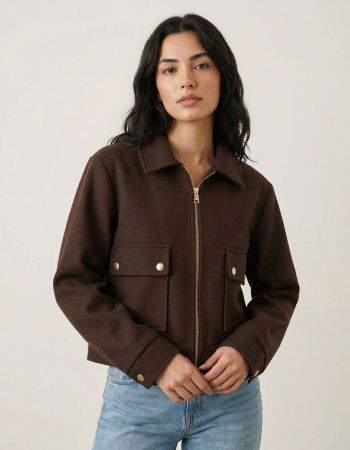 Süet Kısa Ceket Kahverengi Renk