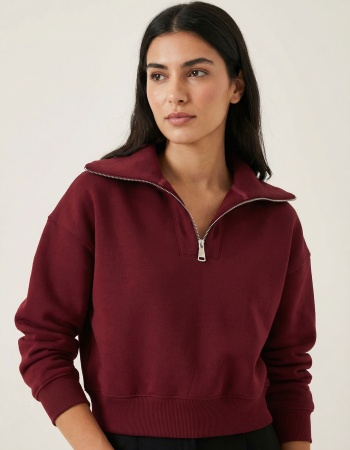 Üç İplik Şardonlu Fermuarlı Sweatshirt