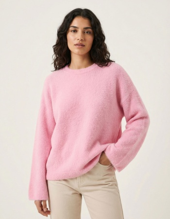 Pembe Oversize Peluş Kazak
