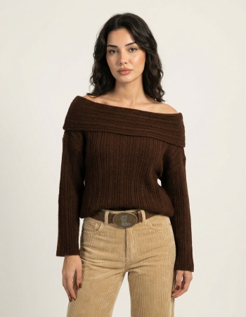 Madonna Yaka Oversize Triko Kazak Kahve