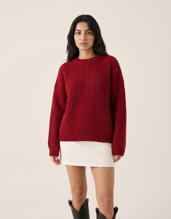 Bisiklet Yaka Oversize Kadın Triko Kazak