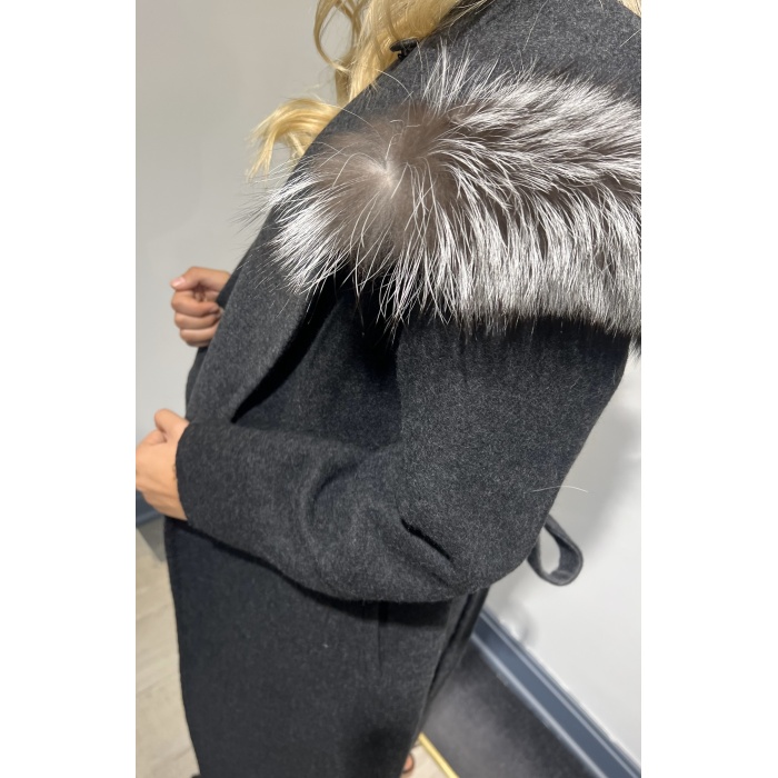 Siyah-Antrasit Exclusive Palto