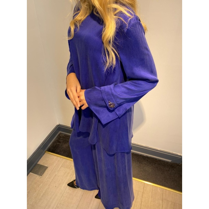 Mor Tunik Pantolon Tesettür Takım