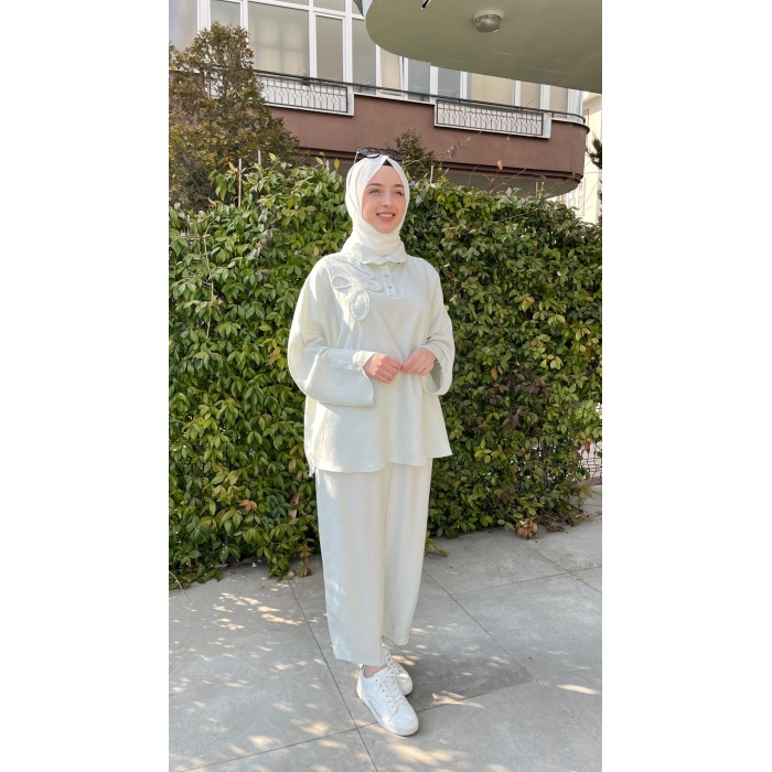 Keten Tunik Pantolon Takım
