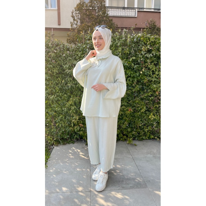 Keten Tunik Pantolon Takım