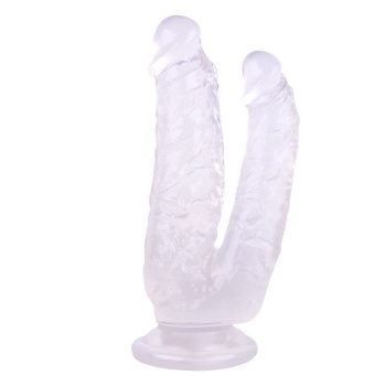 19 cm Vantuzlu Belden Bağlanabilen Beyaz Çiftli Dildo