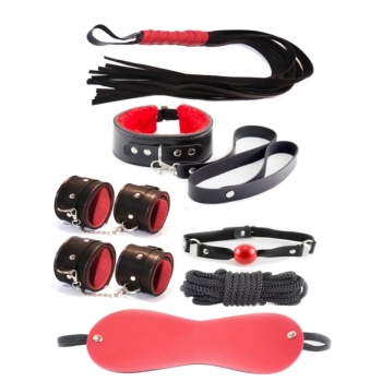 7 Parça Fetiş Esaret Seti Siyah Kırmızı