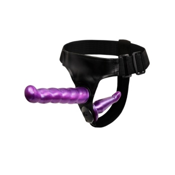 Mor Çift Taraflı Belden Bağlamalı Dildo