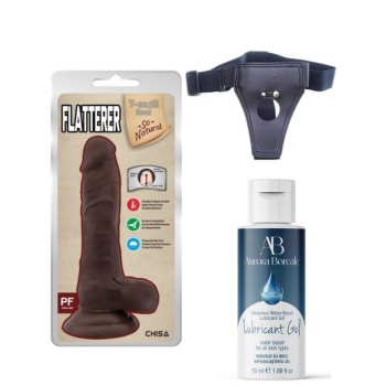 18,6 cm Gerçekçi Kıkırdaklı Belden Bağlamalı Kayganlaştırıcı Dildo Set
