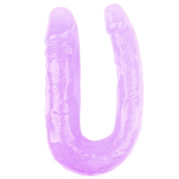 17 cm Şeffaf Jel Çift Taraflı Eğik Mor Dildo