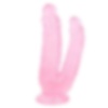 19 cm Vantuzlu Damarlı Belden Bağlanabilen Pembe Çiftli Dildo
