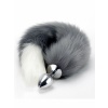 Gri-Beyaz Tilki Kuyruklu Çelik Anal Plug