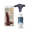 Belden Bağlamalı Kayganlaştırıcı Set Sex Lure Kıkırdaklı Gerçekçi Dildo - 17.5cm Zenci