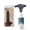 Belden Bağlamalı Kayganlaştırıcı Set Flatterer Kıkırdaklı Gerçekçi Dildo - 18.6cm Zenci