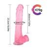 25,5 cm Vantuzlu Damarlı Belden Bağlanabilen Pembe Realistik Dildo