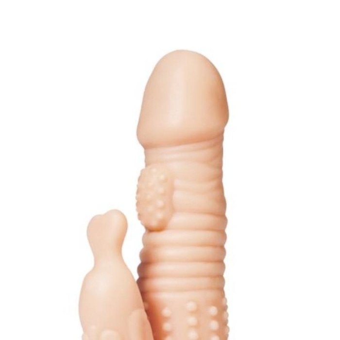 Gerçekçi Silikon İkili Tırtıklı Vibratör 17,5 Cm