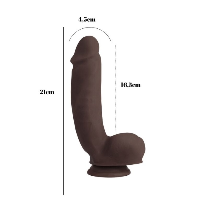 Gerçekçi Silikon Vantuzlu Kıkırdaklı Eğimli Dildo 21 Cm
