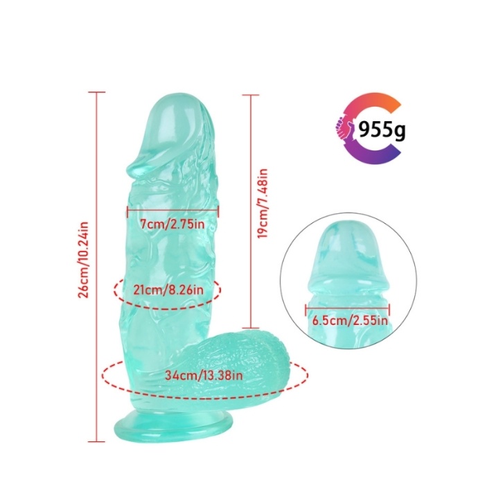 26cm Vantuzlu Belden Bağlanabilen Yeşil Realistik Dildo