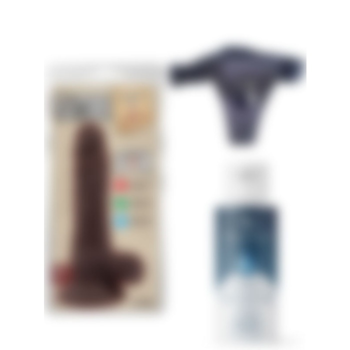 18,6 cm Gerçekçi Kıkırdaklı Belden Bağlamalı Kayganlaştırıcı Dildo Set