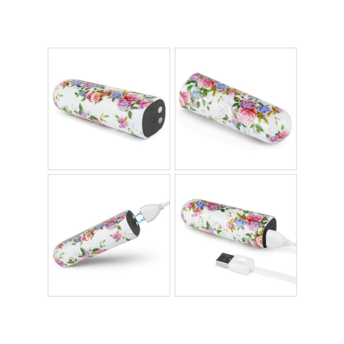 Çiçek Desenli Şarjlı Kurşun Şeklinde Vibratör