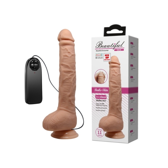 28 cm Ultra Realistik Vantuzlu Dildo Vibratör