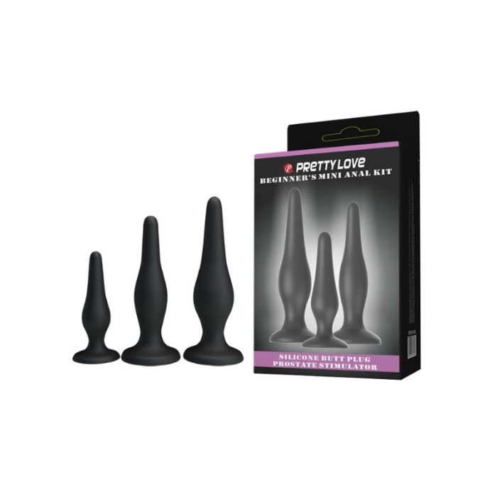 Siyah Gerçekçi Silikon Anal Plug Set